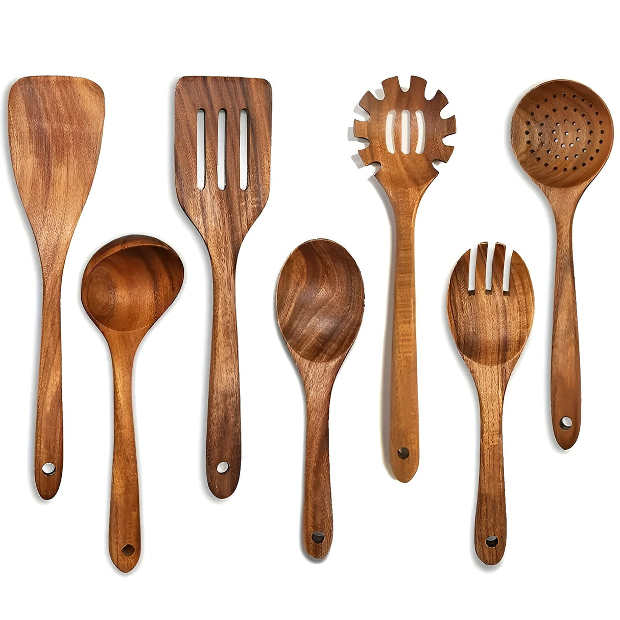 7-delars set köksredskap i trä – Värmetålig & Non-stick | Ideal för stekpanna och sallad Carvallo