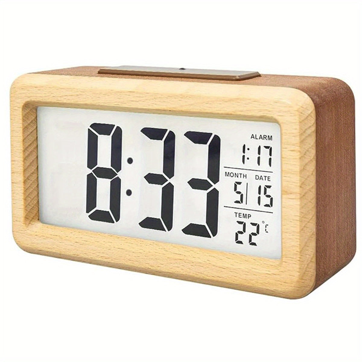 Trä Digital Väckarklocka – LED-display med Temperatur och Datum Carvallo