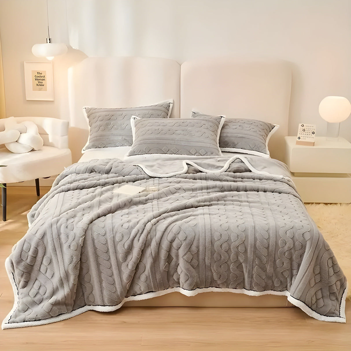 FluffDream sängkläder set - fluffig filt plysch sängkläder set Carvallo