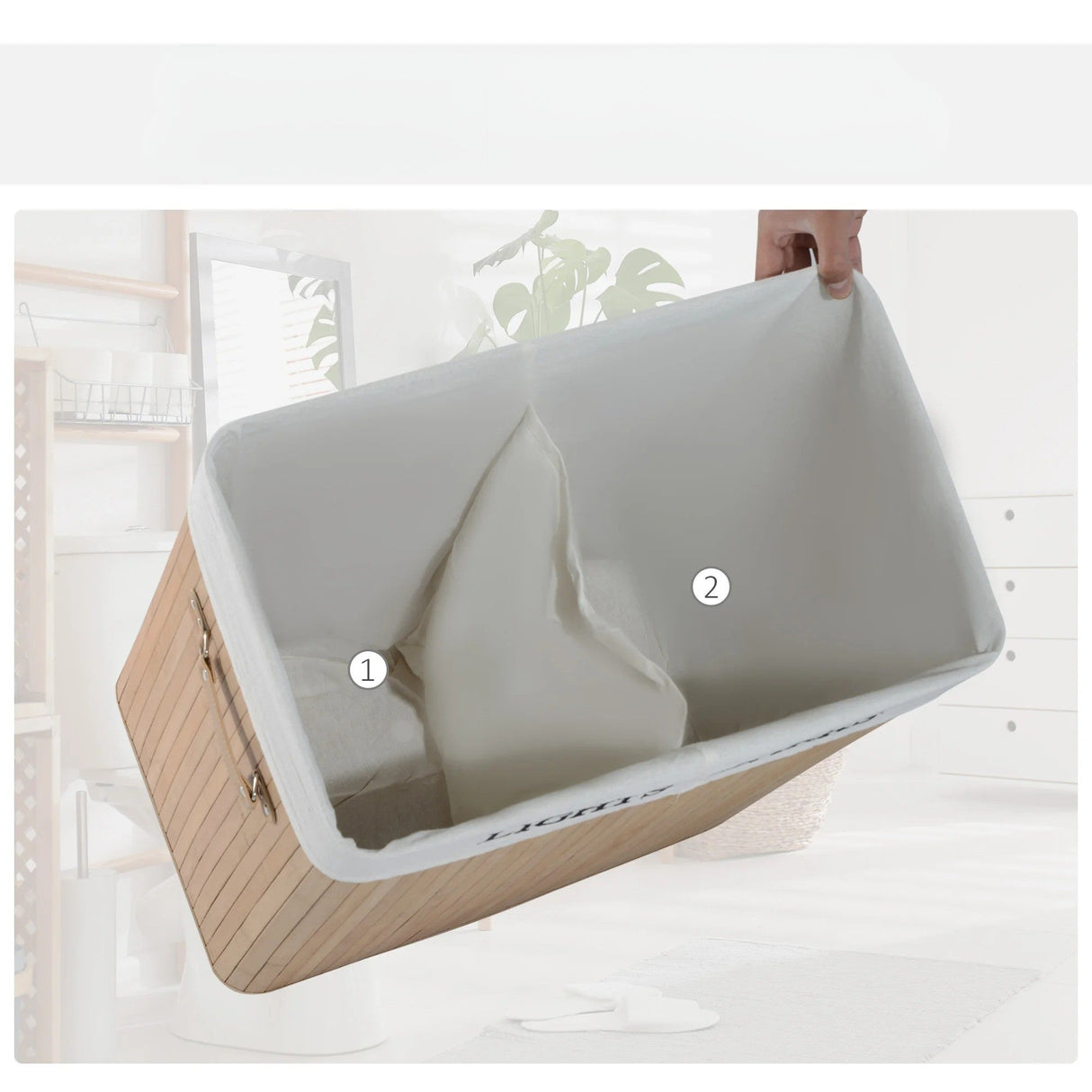 EcoTidy Korg – Bambu Tvättkorg med 2 Fack Carvallo