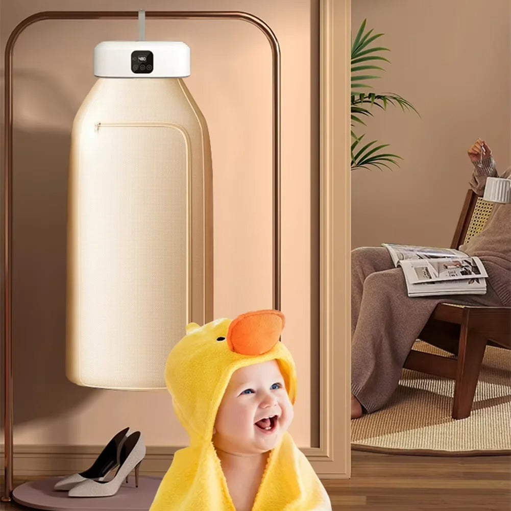 Bärbar elektrisk klädtork med fjärrkontroll – Snabb torkning & kompakt tvättlösning Carvallo