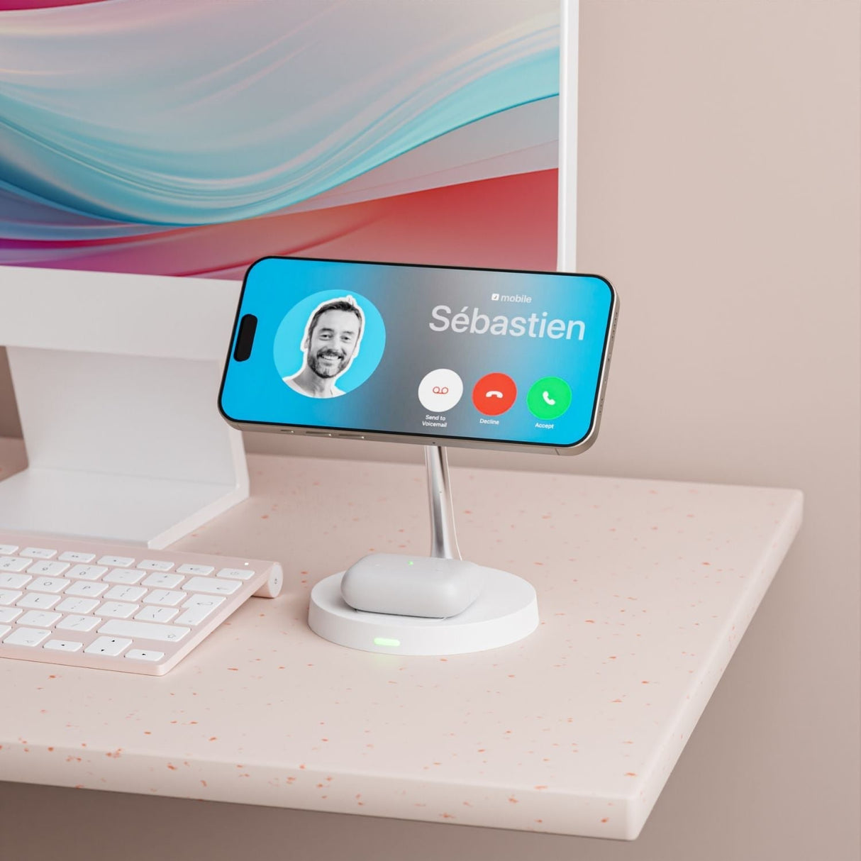 Trådlös telefonladdare med magnetisk ställning Carvallo