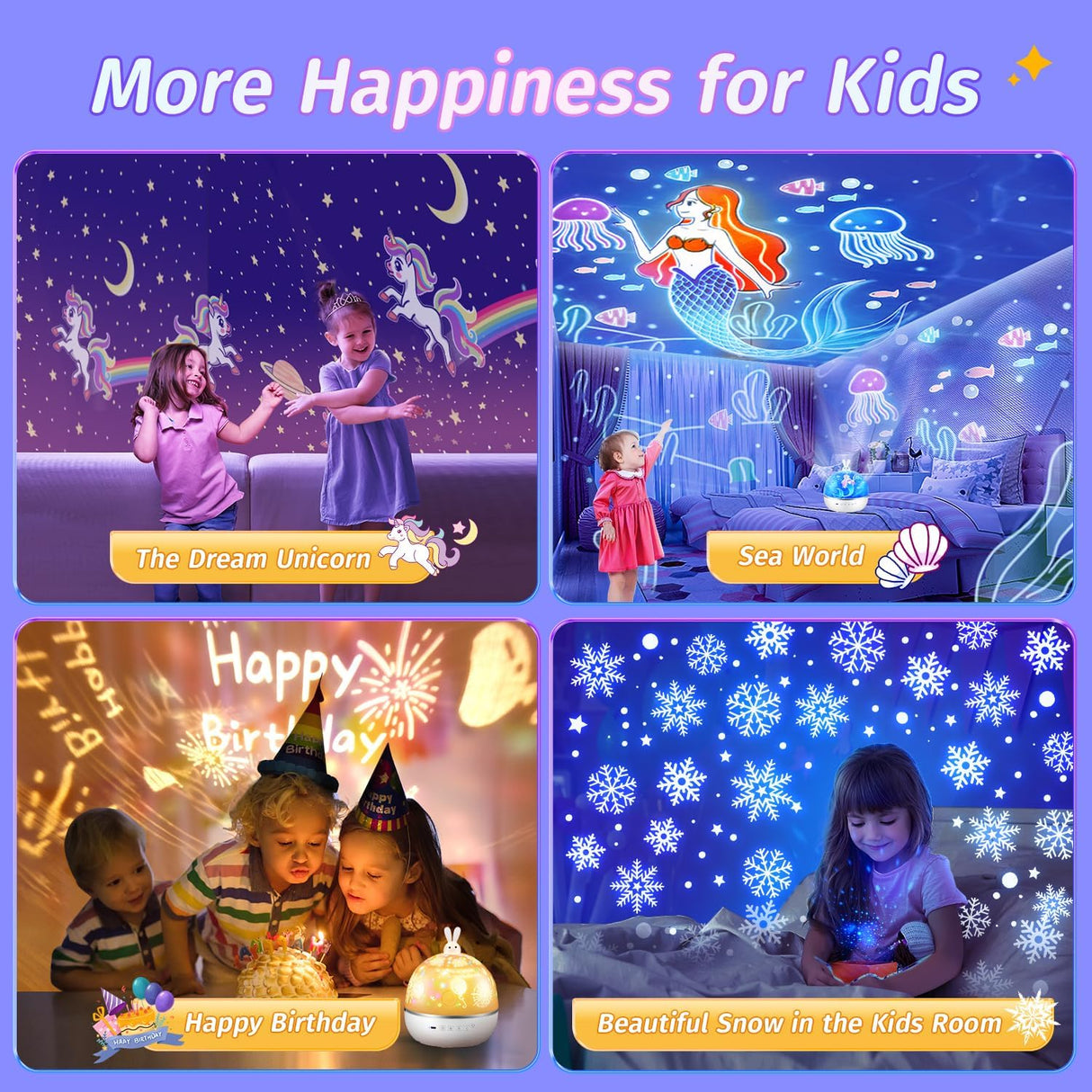 Nattljusprojektor för barn med fjärrkontroll Carvallo