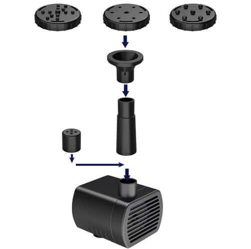 Solcellsfontän + 4x olika munstycken gratis-Hemnix.se-Hemnix