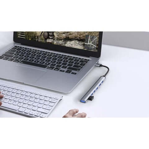 7-Portars USB-Hub i Aluminium – USB 3.2 Snabbladdning & Plug-and-Play Funktion Hemnix