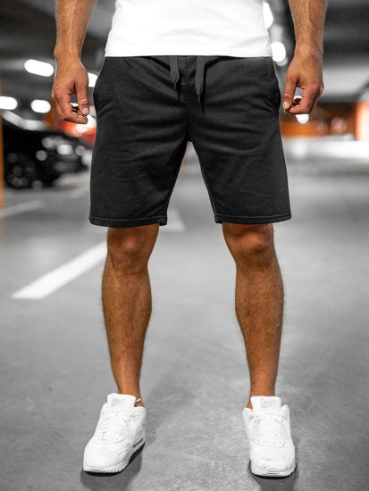 Löst släta enfärgade shorts-Clothes for Men-Bellasverige-Hemnix