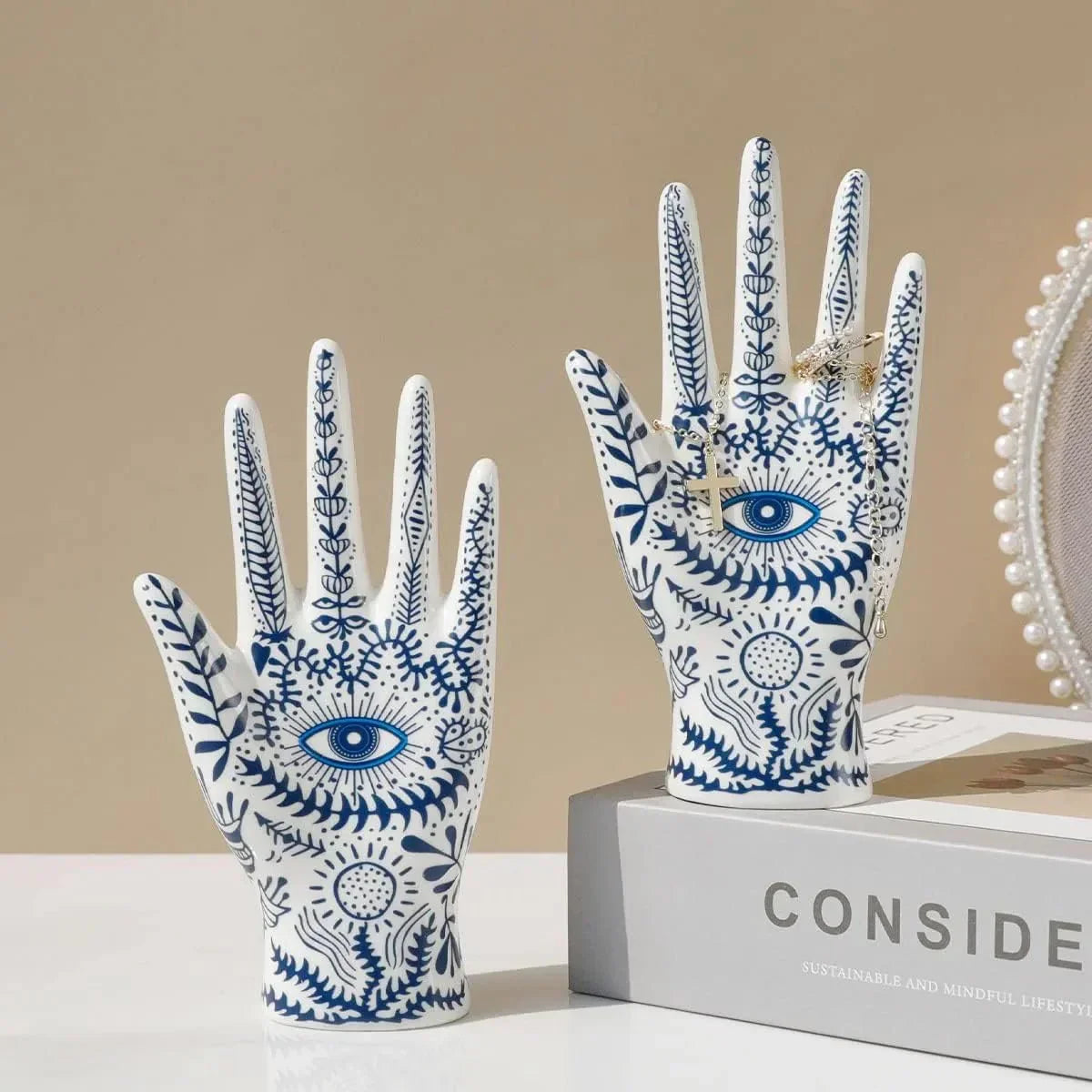 Öga av Fatima Keramisk Smyckeshållare för Organisering Carvallo