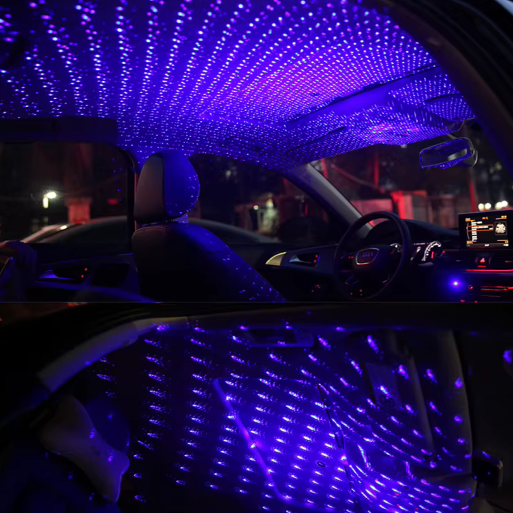 Royallure Bil Tak Stjärnig LED Interiör Ljus – USB Flexibel Ambient Belysning för Fester & Resor Carvallo