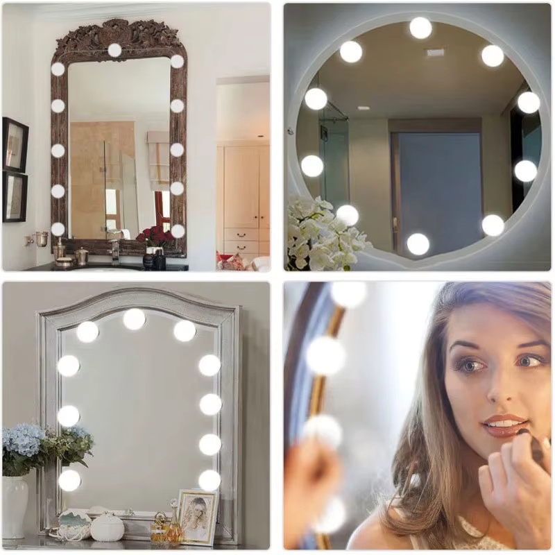 RoyaleGlow LED Makeup Mirror Lights – Dimbar & Justerbar 3-Färgers Sminkbelysning Carvallo