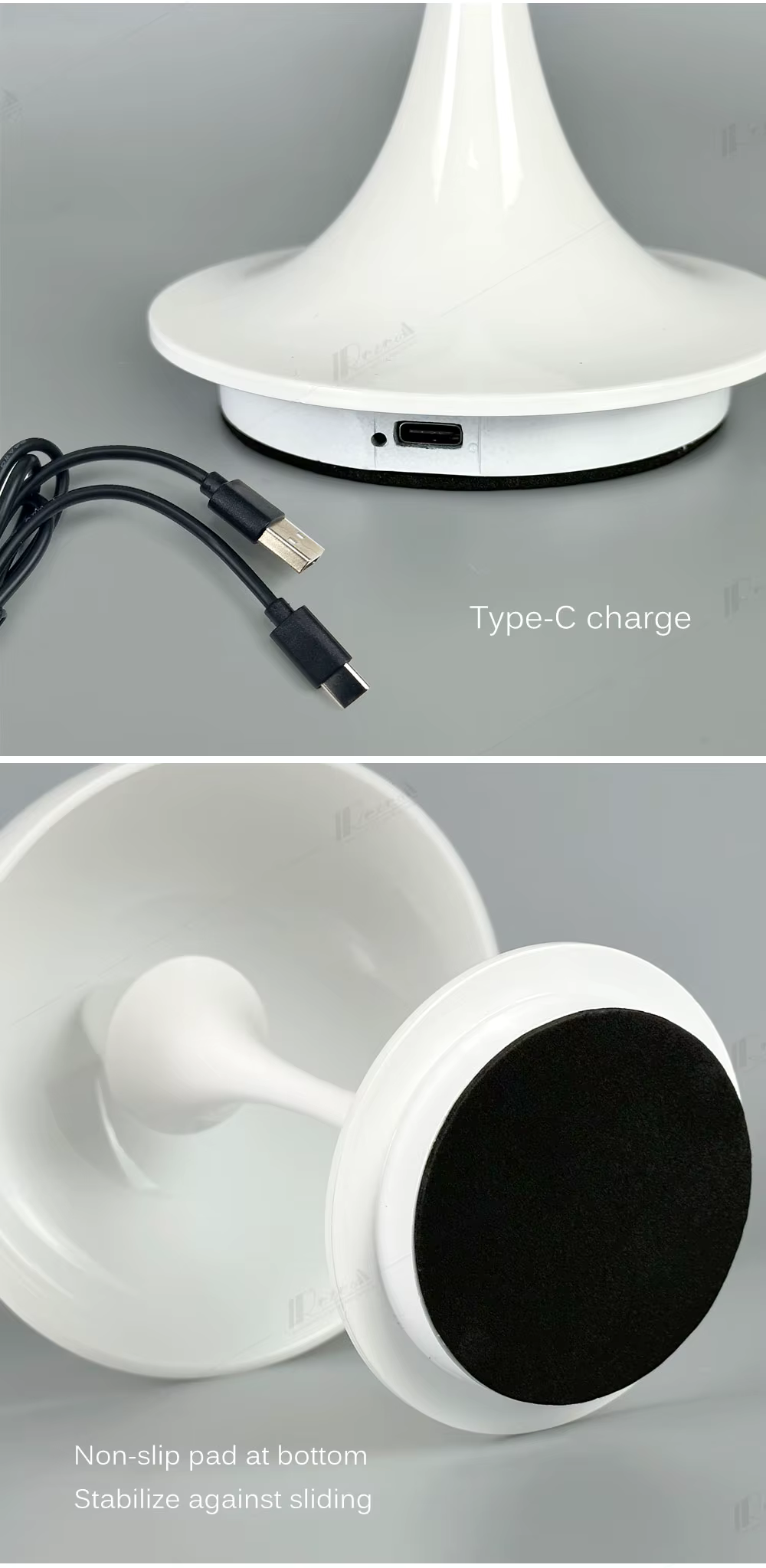 RoyaleGlow Bauhaus Svamplampa – Uppladdningsbar, Elegant & Touch-kontrollerad Carvallo