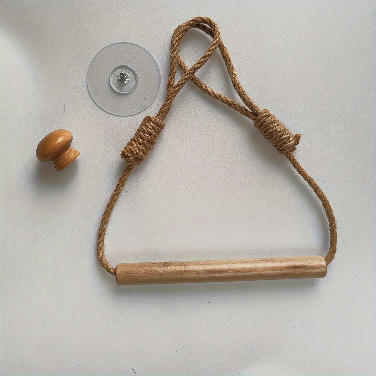 Rustik Toalettpappershållare – Makramé Rep och Trästång för Badrum Carvallo