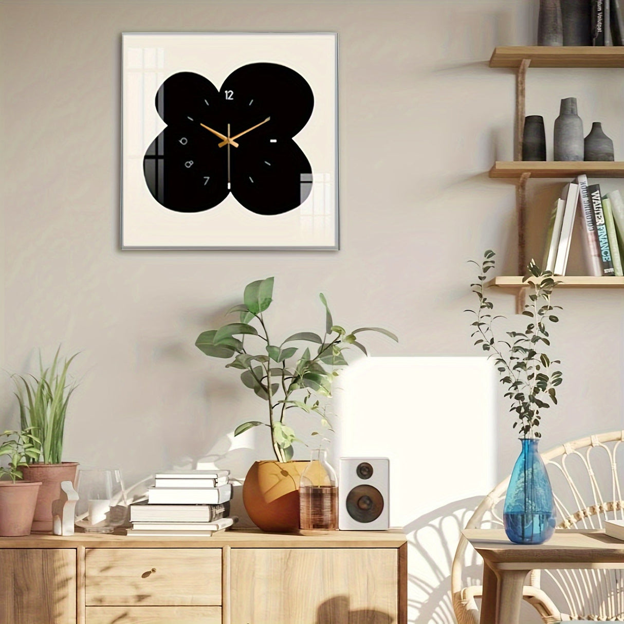 FloralTime - Tyst Fyrkantig Väggklocka med Blommönster Carvallo