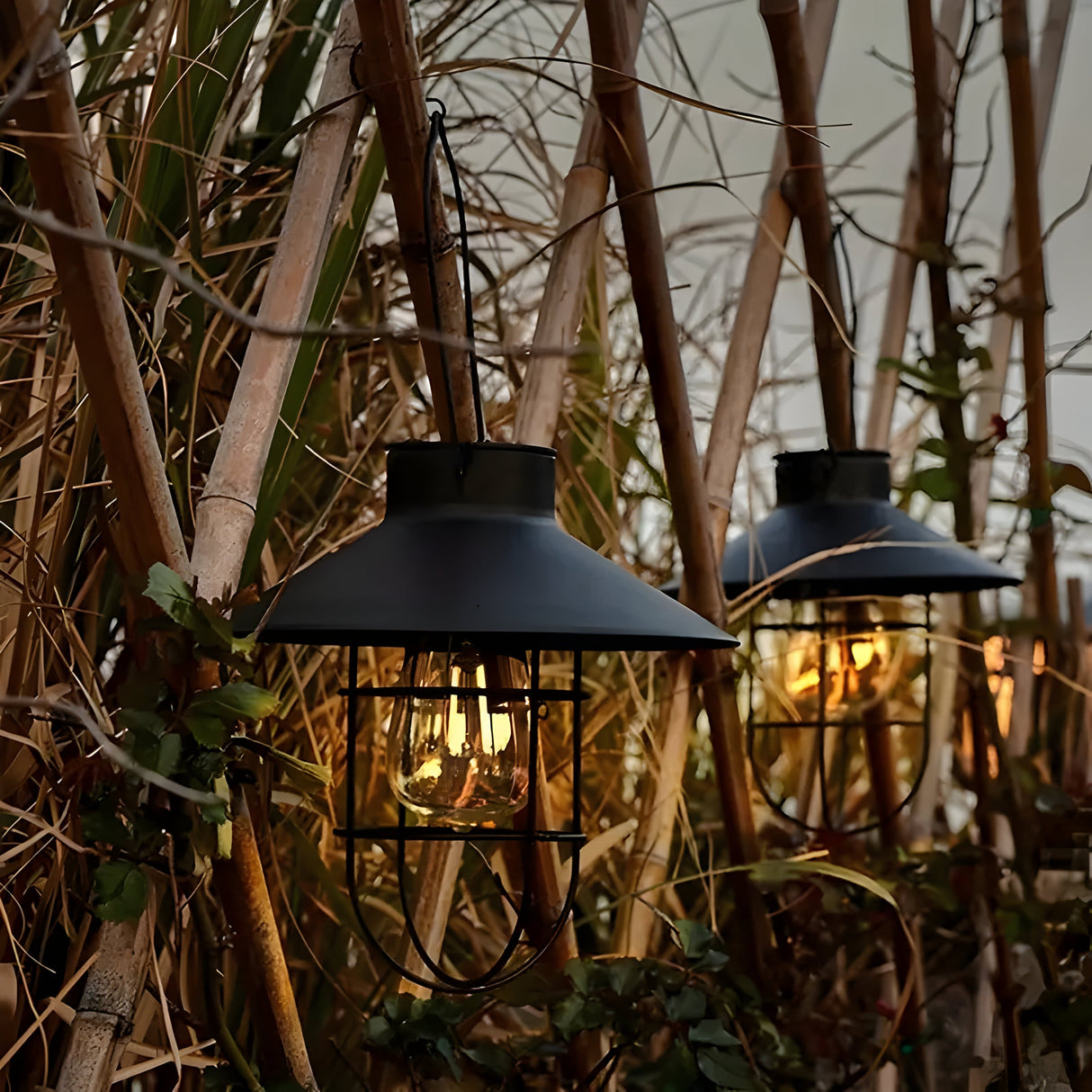 SolarGlow Duo - 2 st Solar Vintage Utomhuslyktor Svart Metall Carvallo