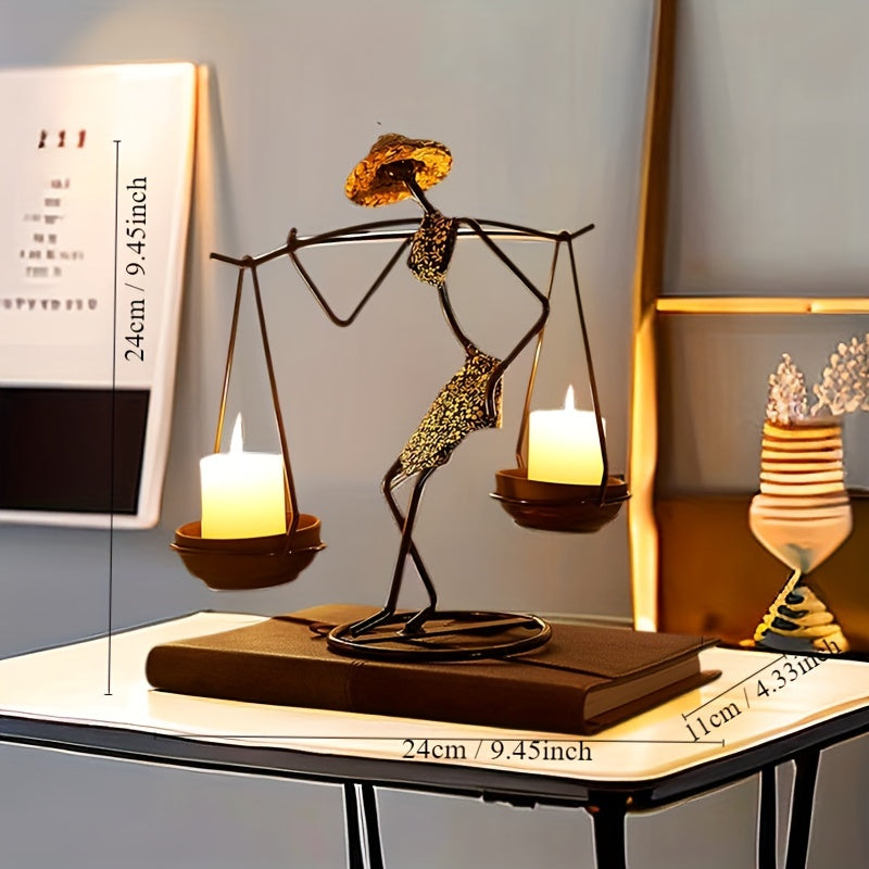 Kreativ Ljusstake i Balanserad Form – Konstnärlig Borddekoration i Gjuten Järn för en Varm Atmosfär Carvallo
