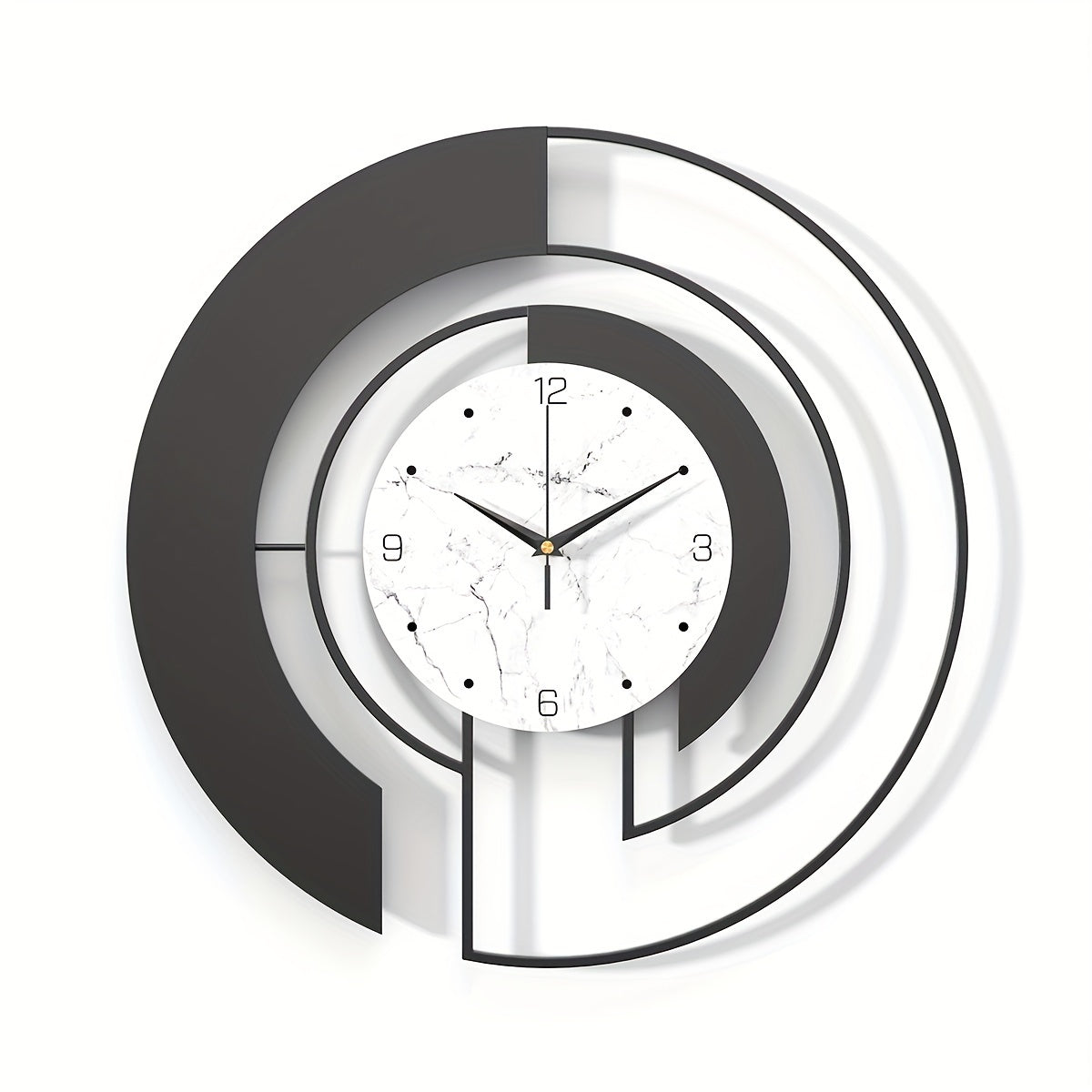 GeoTime – Svart Metall Väggklocka med Tidlös Geometri Hemnix