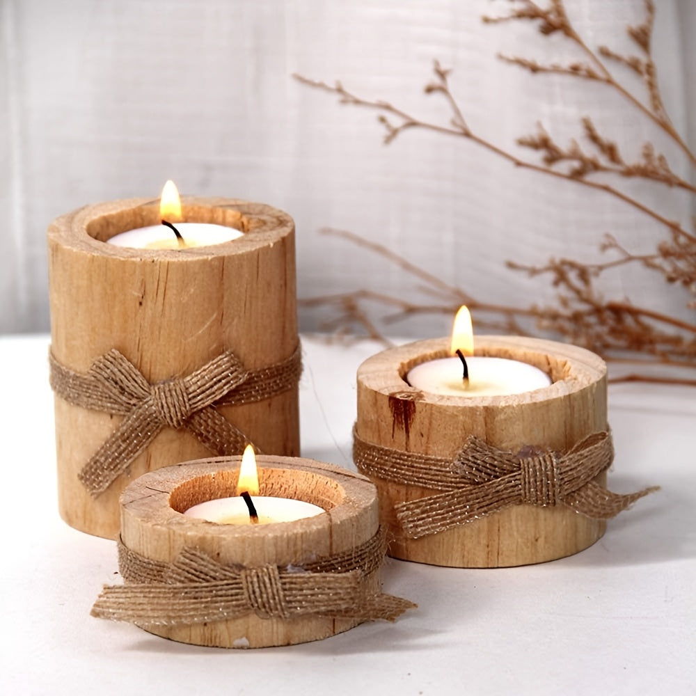 Trä Tealight Hållare med Jute Snöre – Rå Inredning för Hem och Trädgård Carvallo
