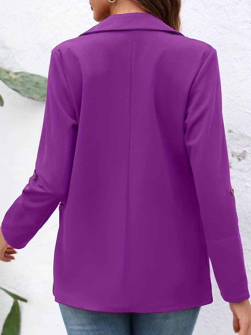 Dam Blazer Öppen Front Avslappnad Passform Polyester-Kvinnors kavajer-Hemnix-Hemnix