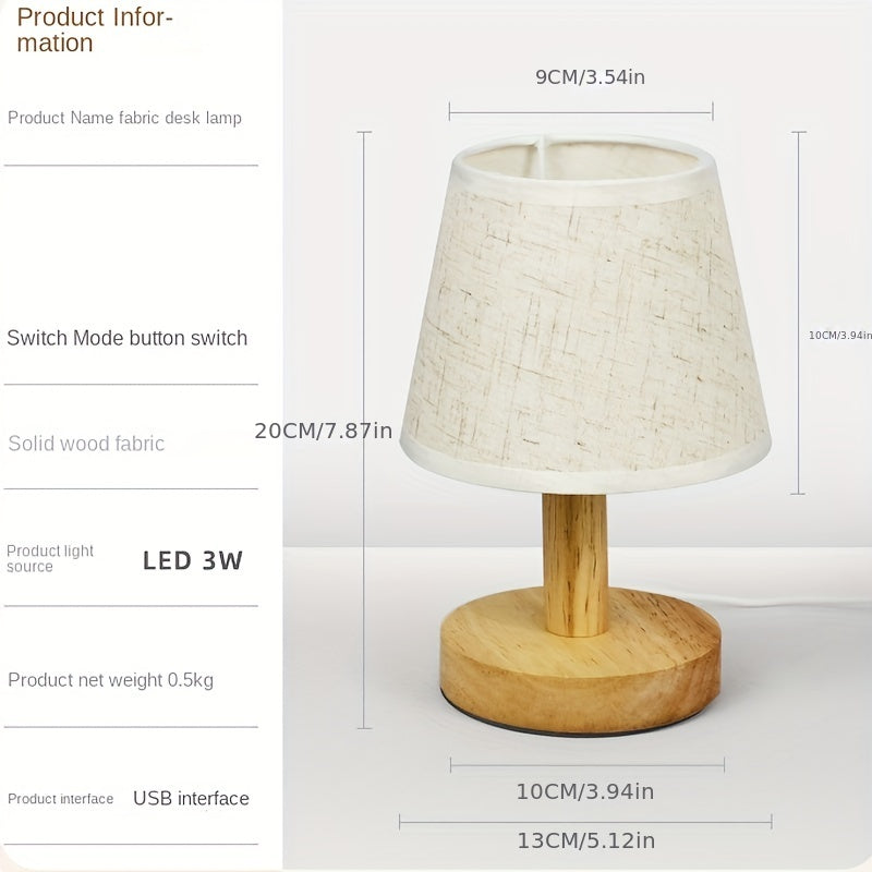 NordicLicht - Trä LED Nattlampa med Linnedekor Carvallo