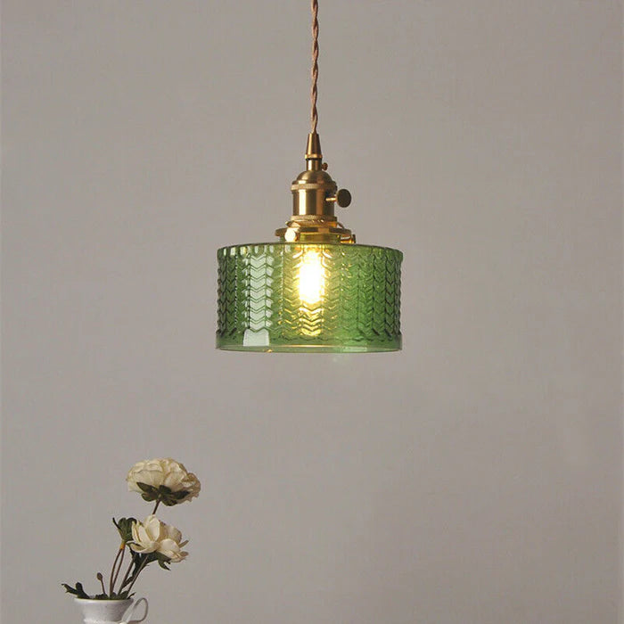Cylinder Glass Pendant Light | Vintage Elegance | Justerbar Höjd 59" | Varm Glöd för Moderna Hem | Brick by Brick Carvallo