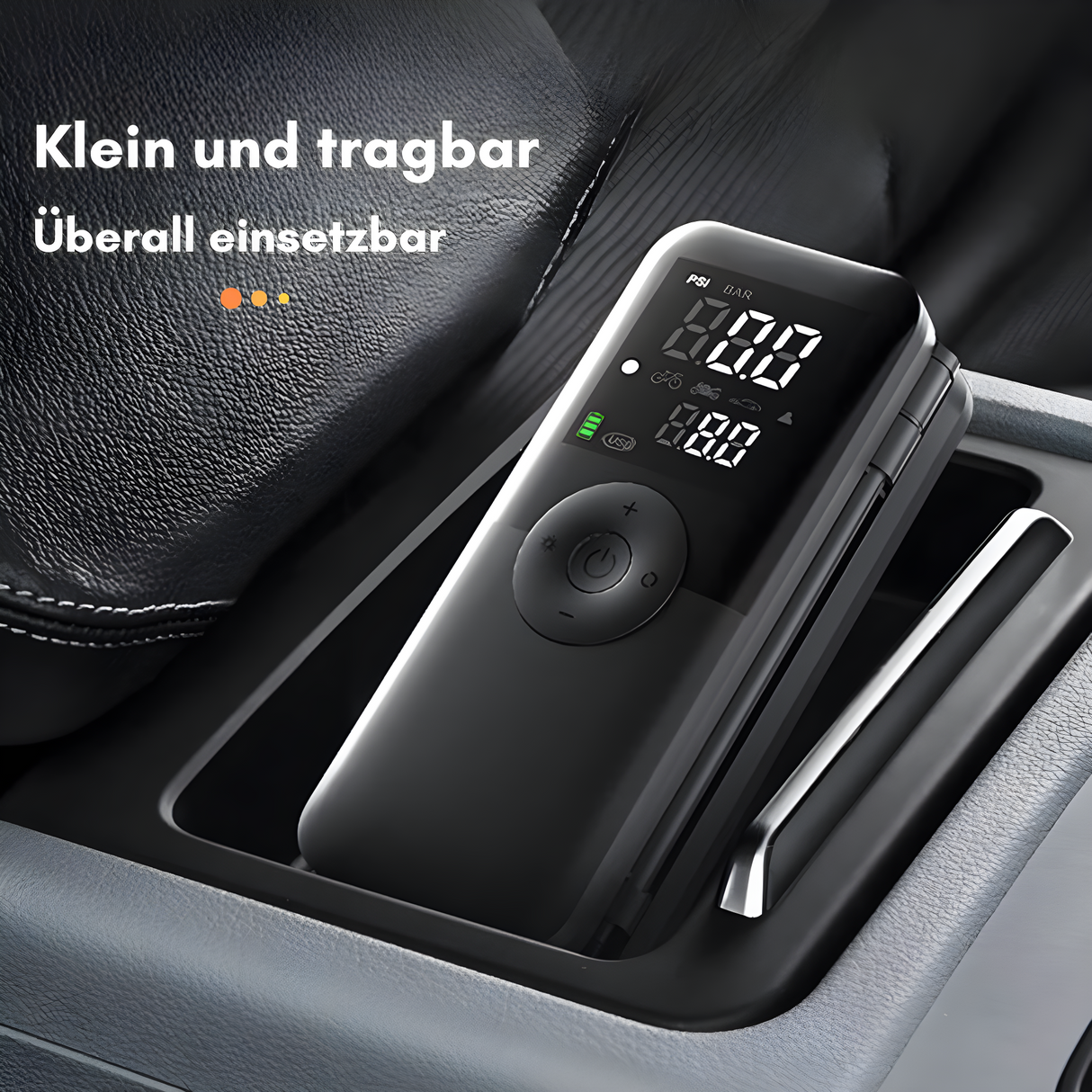 Carvallo Luftpump VeloCharge One | 150 PSI | Powerbank & LED-Lampa | 4000 mAh Batteri | USB-C | 16×4,4×6,7 cm Carvallo