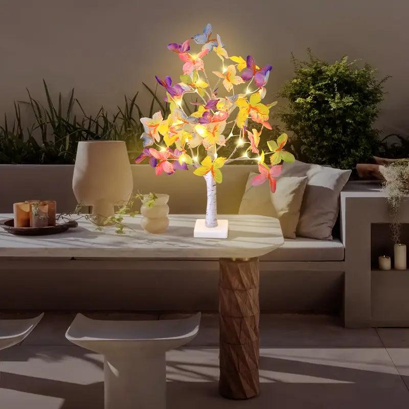 Carvallo Butterfly Light | 24 LED fjärilsbordslampa | USB- & batteridriven | För hem- & festdekoration Carvallo