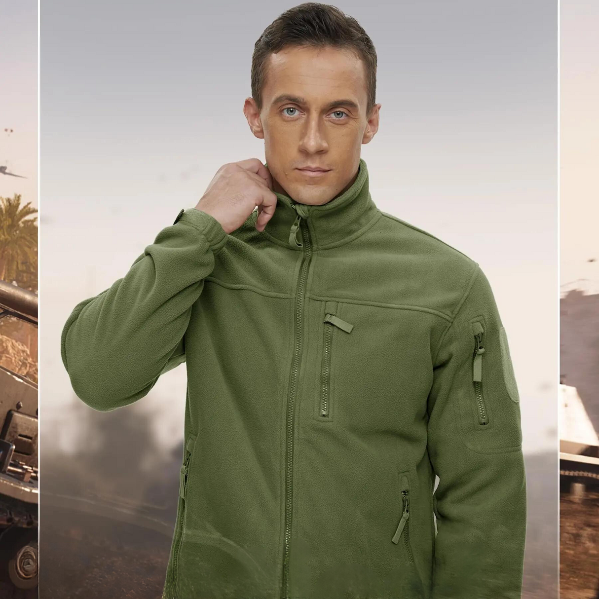 Fleecejacka med hel dragkedja för män-Bellasverige-Hemnix