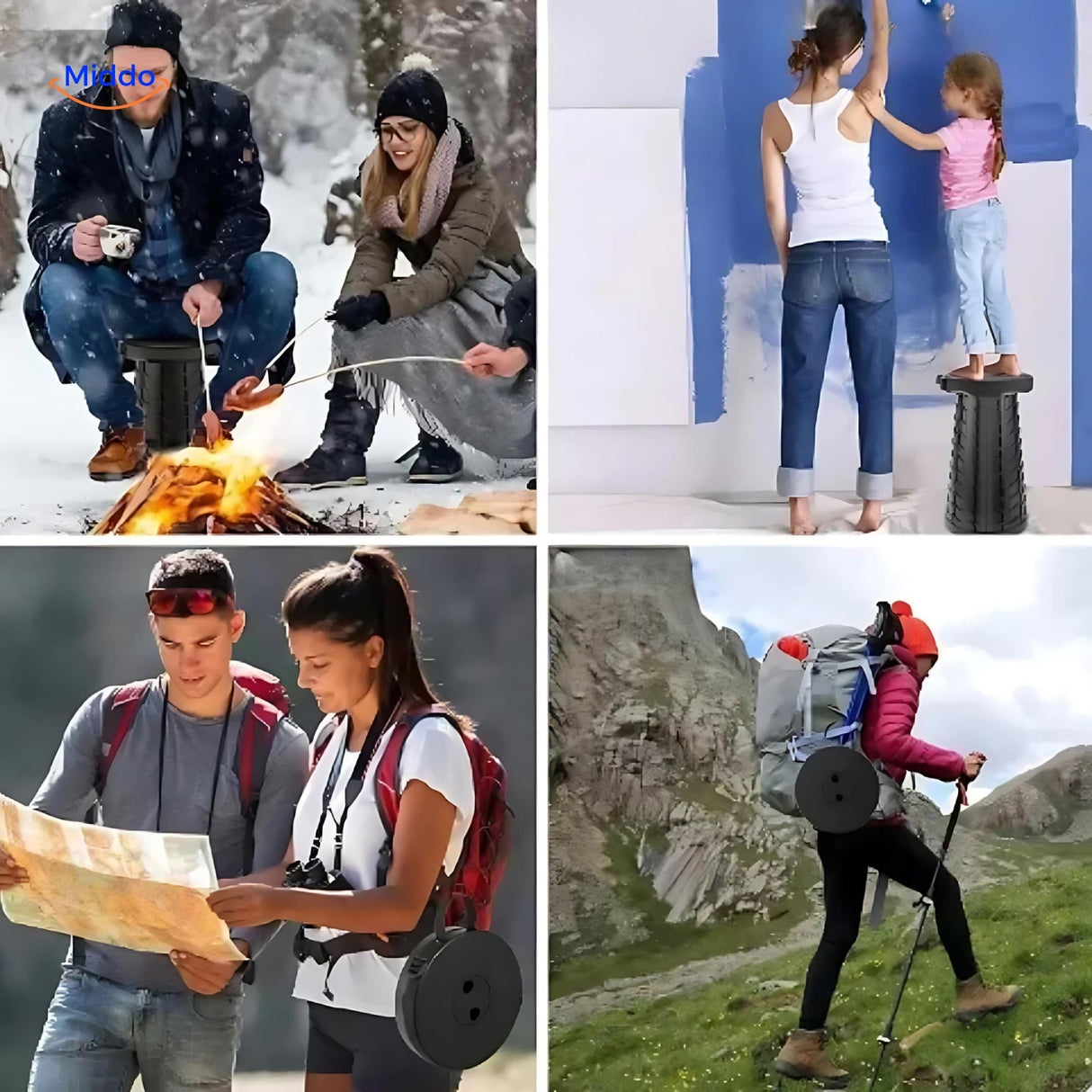 Flexistool - Teleskopisk justerbar pall med halkfri matt yta MILA Sverige