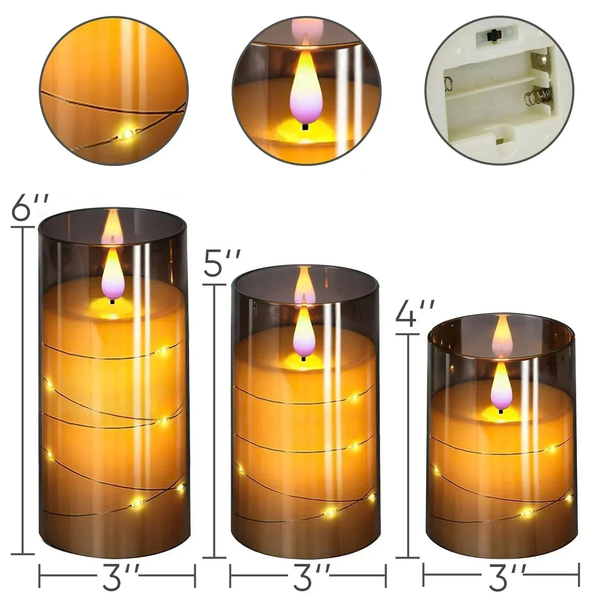 Candle Lights Set med Realistisk LED-Ljus Carvallo