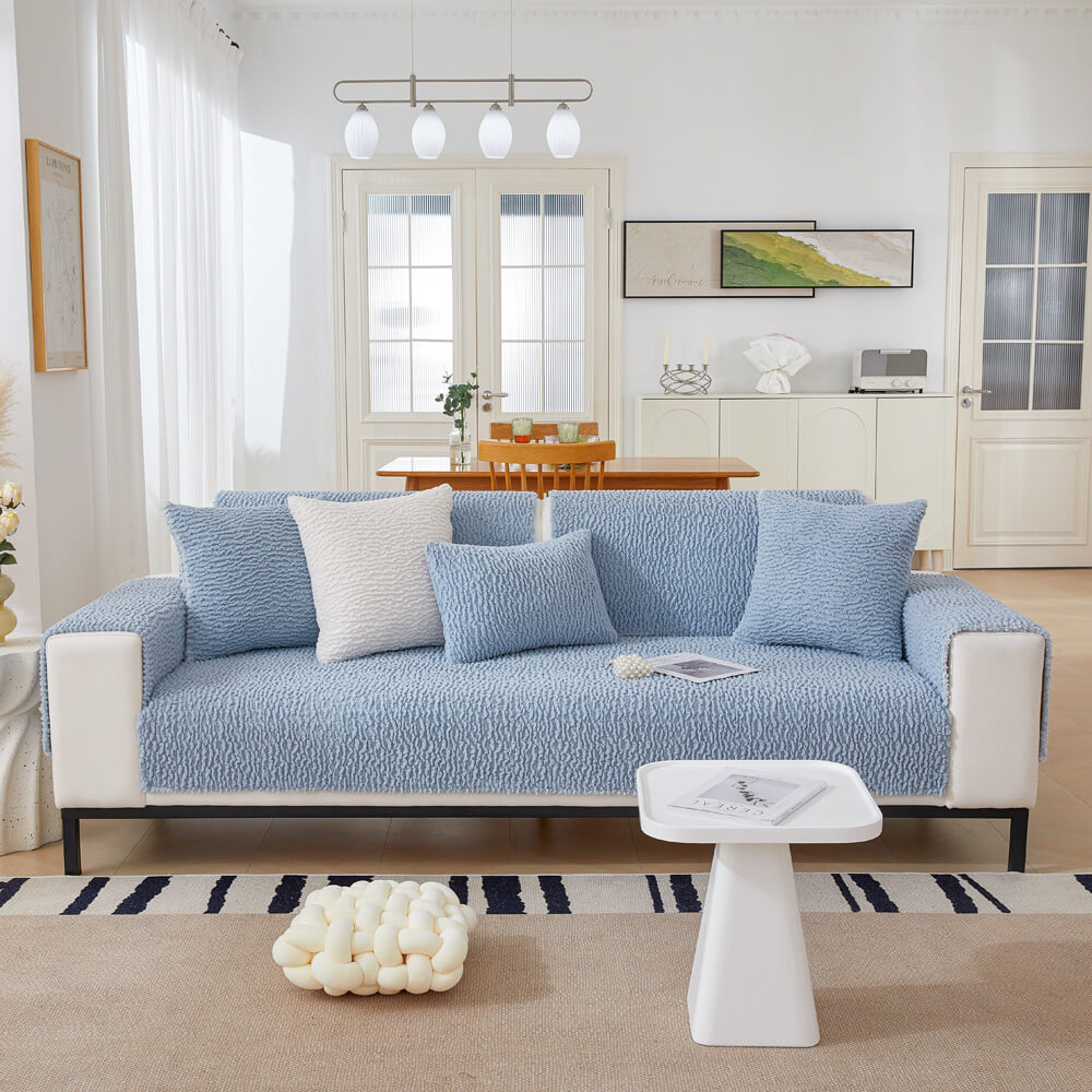 Krämfärgad Berberfleece Anti-scratch Sofföverdrag Carvallo