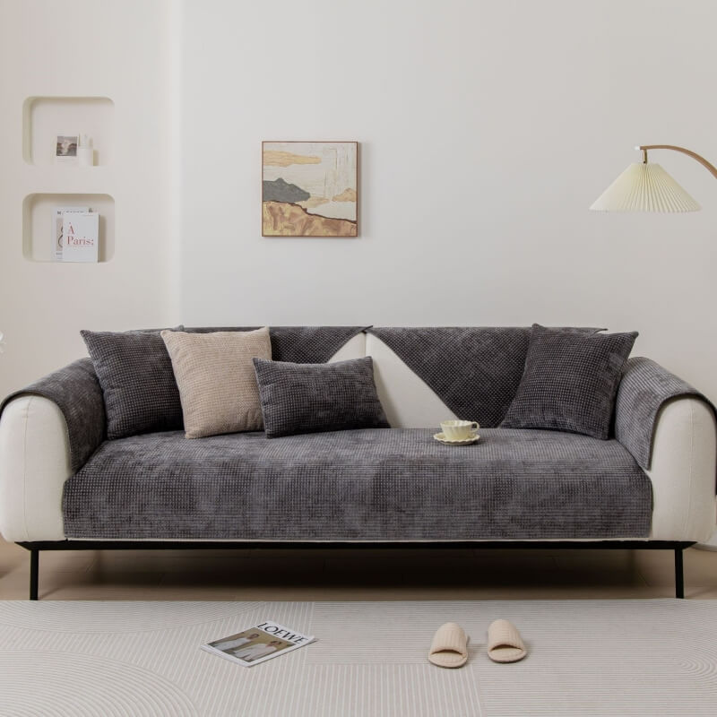 Delikat Waffle Chenille Tyg Möbel Skyddsoverkast Sofföverdrag Carvallo