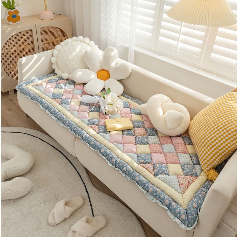 Blommig Handgjord Ren Bomull Skyddande Sofföverdrag, Halkfri Carvallo