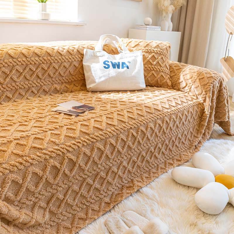 Enfärgad fleece möbel skyddsoverkast mjuk mysig Carvallo