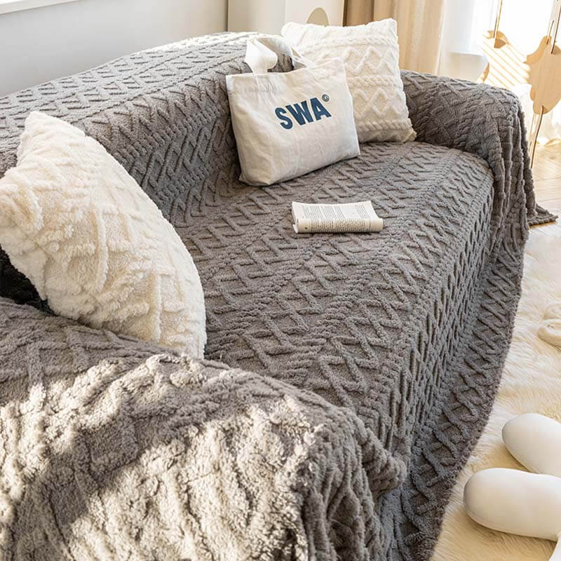 Enfärgad fleece möbel skyddsoverkast mjuk mysig Carvallo