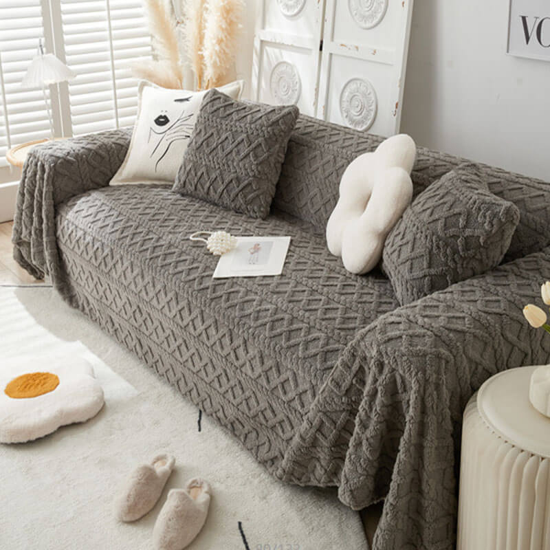 Enfärgad fleece möbel skyddsoverkast mjuk mysig Carvallo