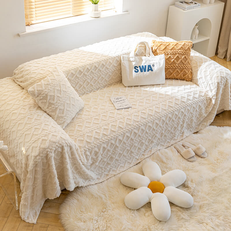 Enfärgad fleece möbel skyddsoverkast mjuk mysig Carvallo