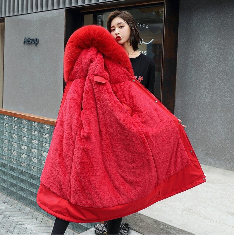 Parka med huva och pälskrage för kvinnor-Hemnix-Hemnix