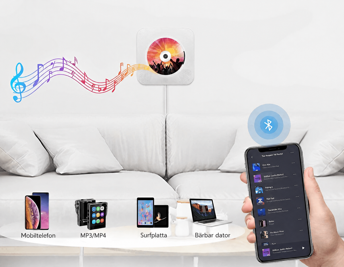 CD-spelare med Bluetooth och FM-radio