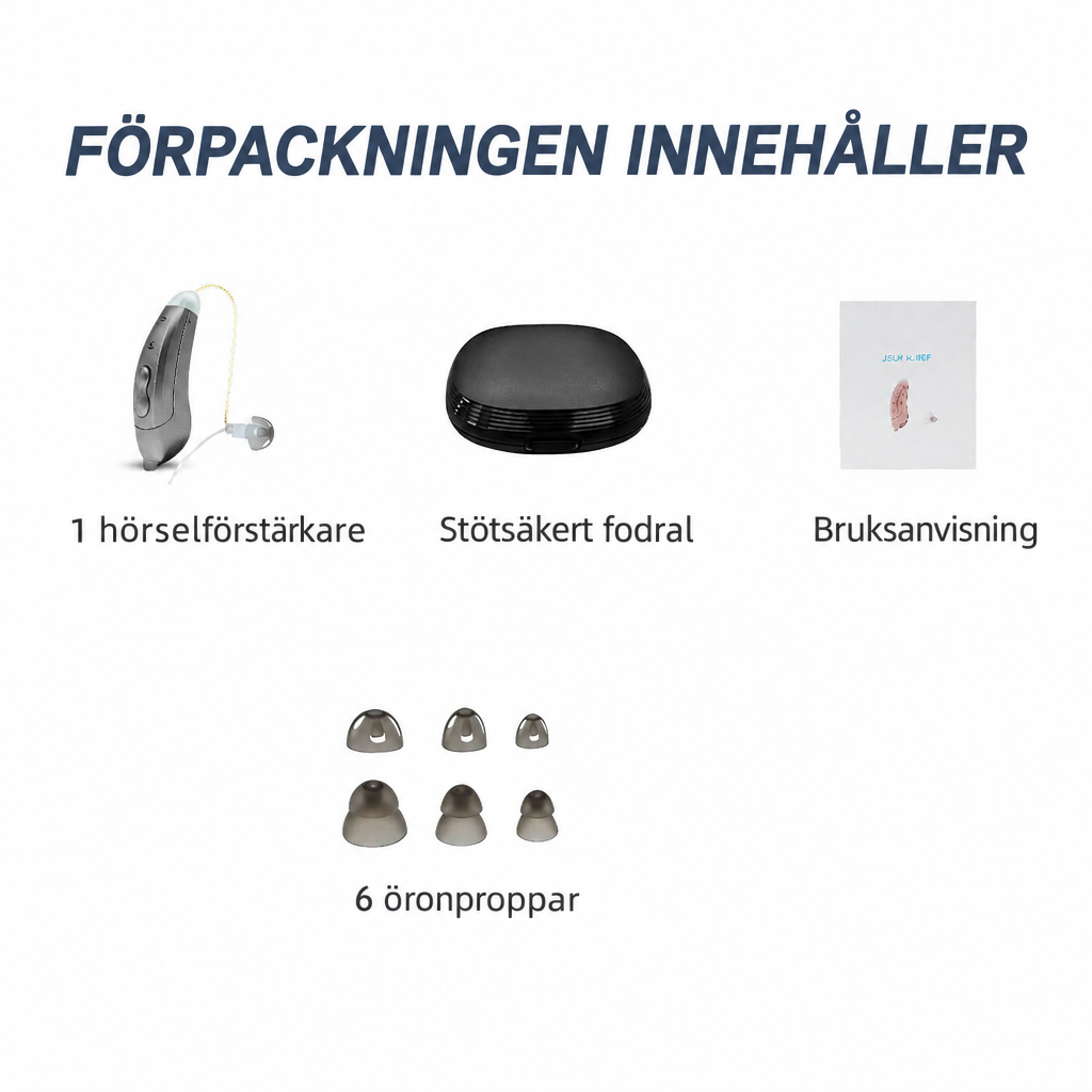 Hörselförstärkare bakom örat med app – Bluetooth