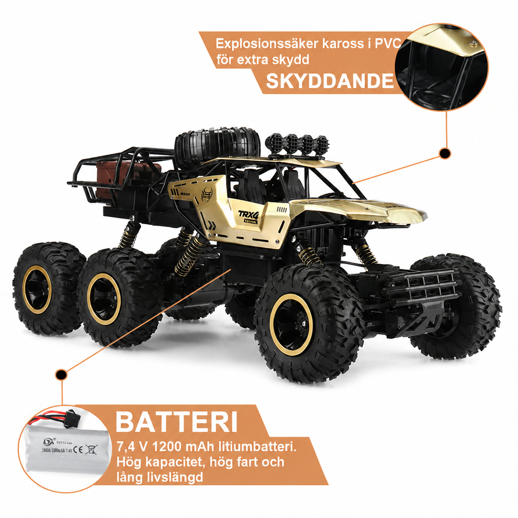 Radiostyrd monstertruck 6WD – upp till 32 km/h