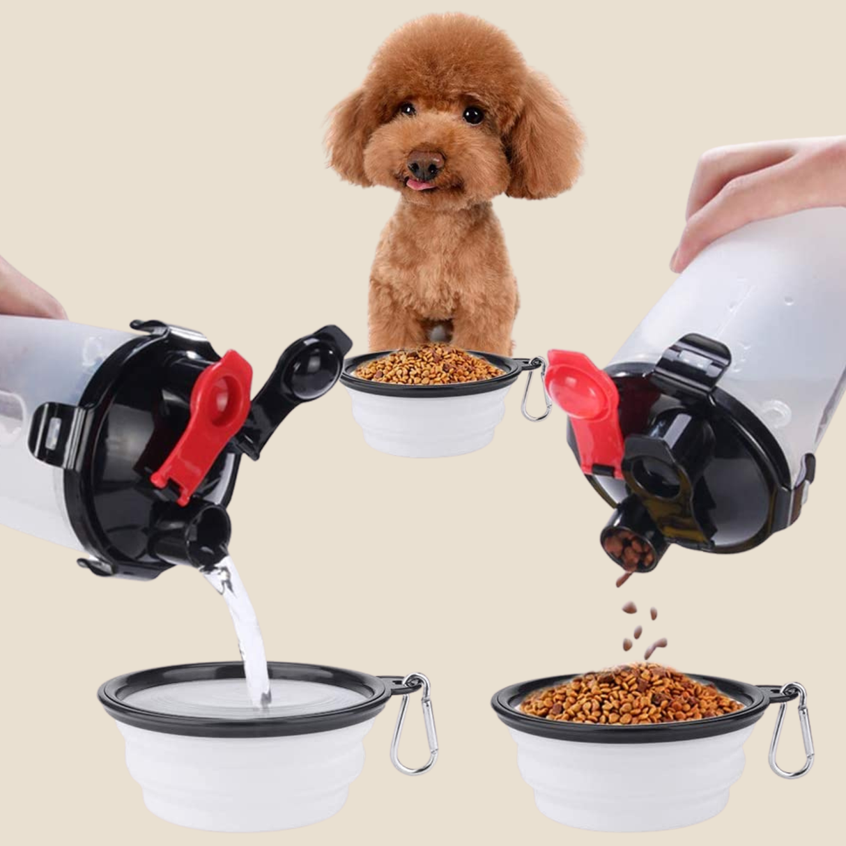 Carvallo PawSip 2-in-1 | För hundar | Med snackfack & återflödesfunktion | BPA-fri & läckagesäker Carvallo