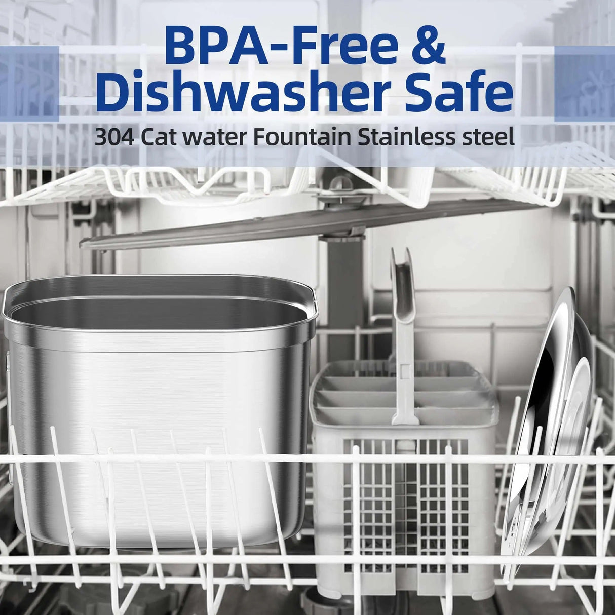 Kattens Vattenfontän Rostfritt Stål Tyst Dispenser Carvallo