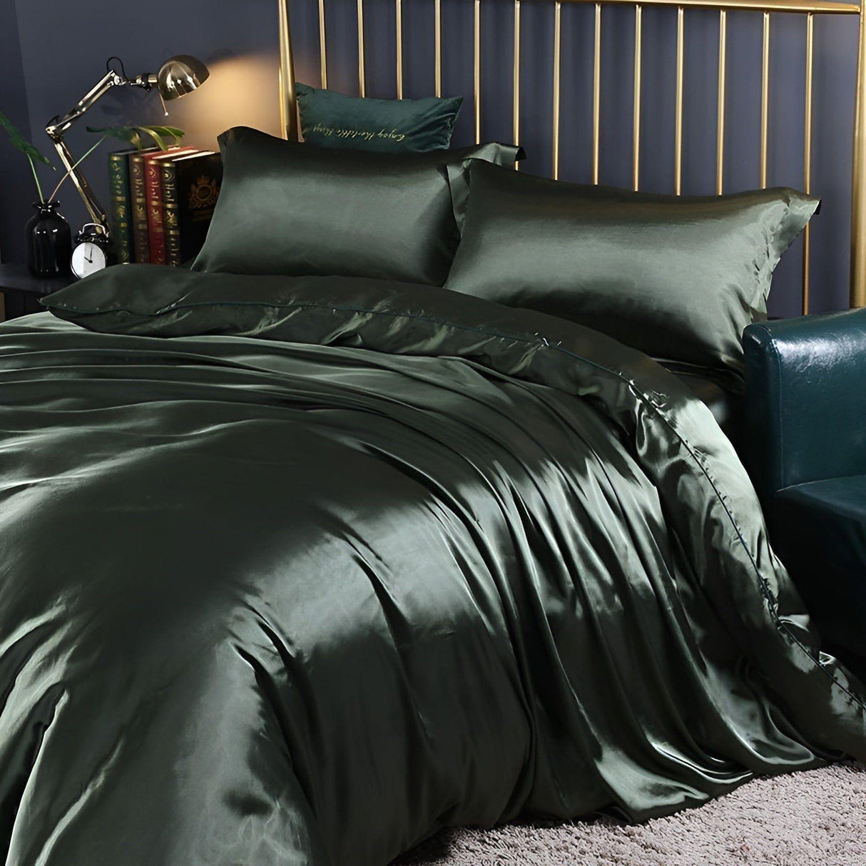 RoyalSilk Sängkläder - Lyxigt Satin Duvet Set (1 Påslakan + 1 Duvetörngott + 2 Örngott) Carvallo