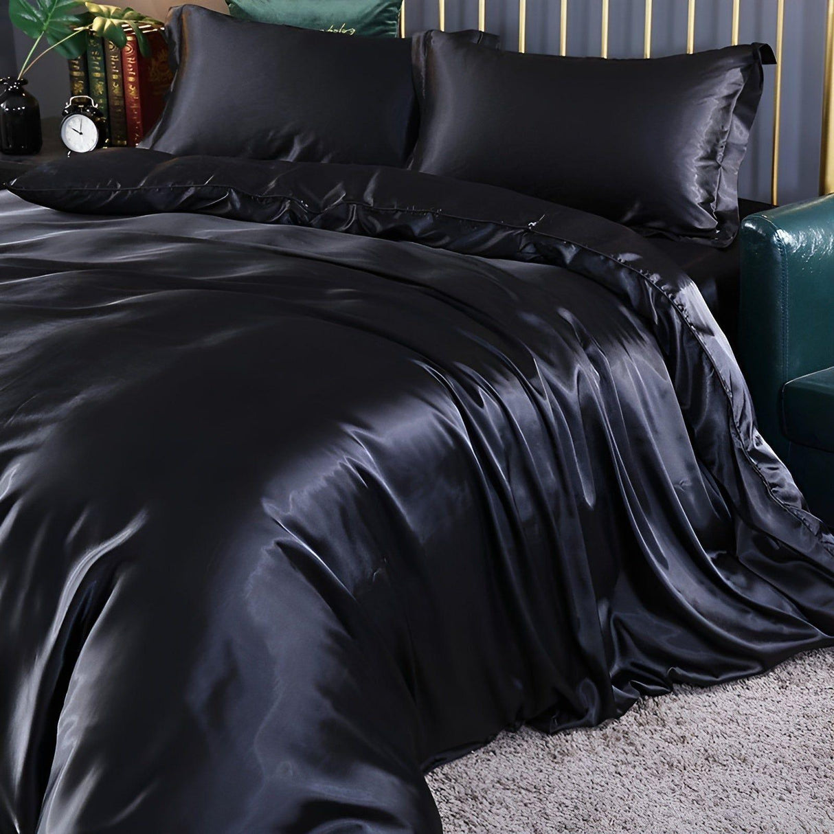 RoyalSilk Sängkläder - Lyxigt Satin Duvet Set (1 Påslakan + 1 Duvetörngott + 2 Örngott) Carvallo