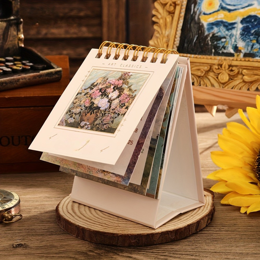 Skrivbordskalender med klassisk konstdesign Carvallo
