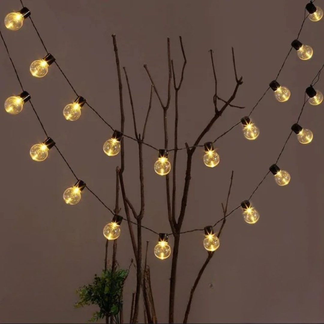 Soliga utomhus festoon ljusslingor - Varm vit glöd för trädgårdar och altaner Carvallo