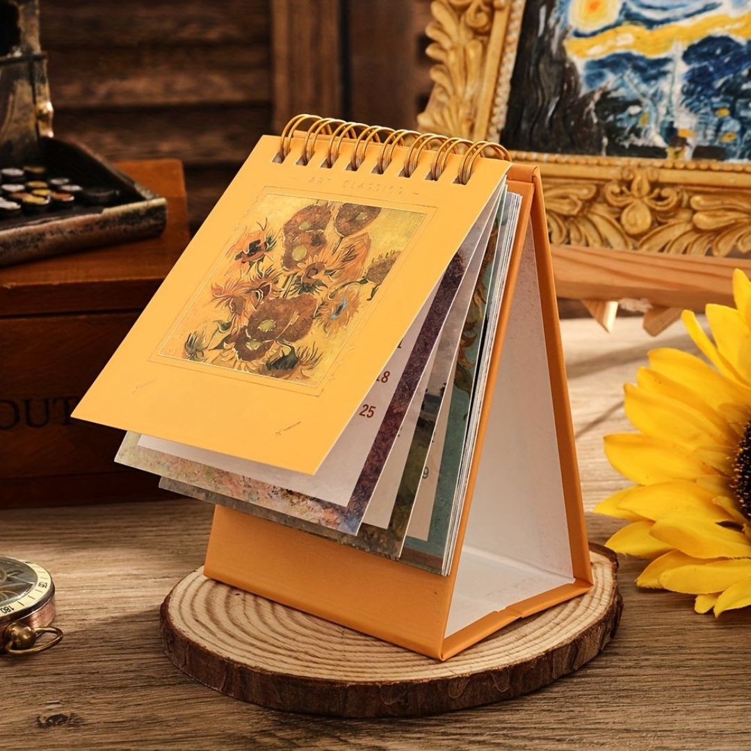 Skrivbordskalender med klassisk konstdesign Carvallo