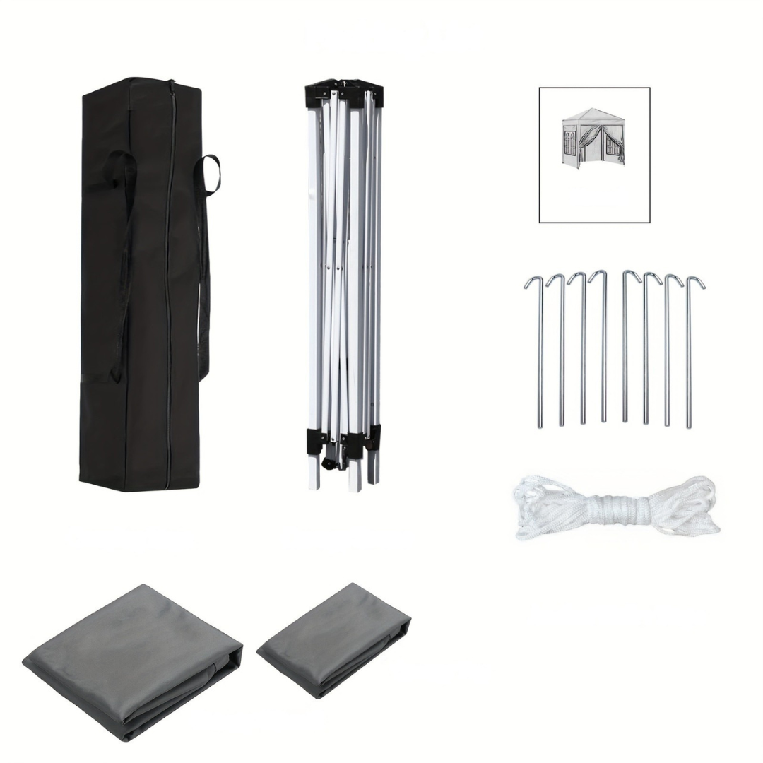 Trädgårdsgazebo Grå Stål Utomhus Festtält Carvallo