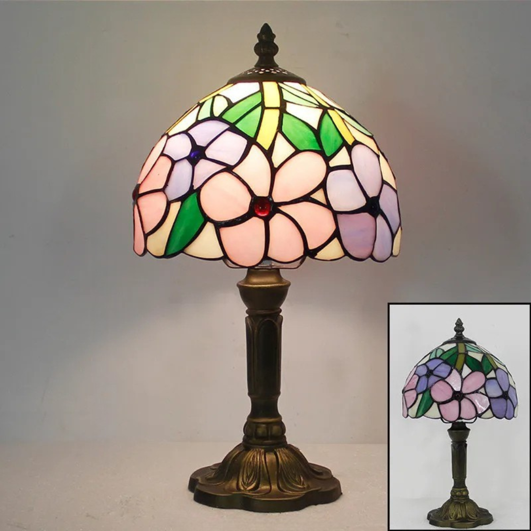Färgat glas bordslampa med blomsterdesign Carvallo