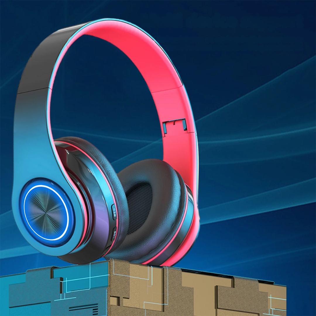 Trådlösa hörlurar LED-ljus över örat headset Carvallo