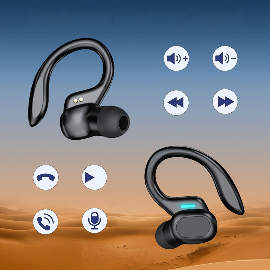 Hörlurar med sportöronhake LED-displayfodral Carvallo